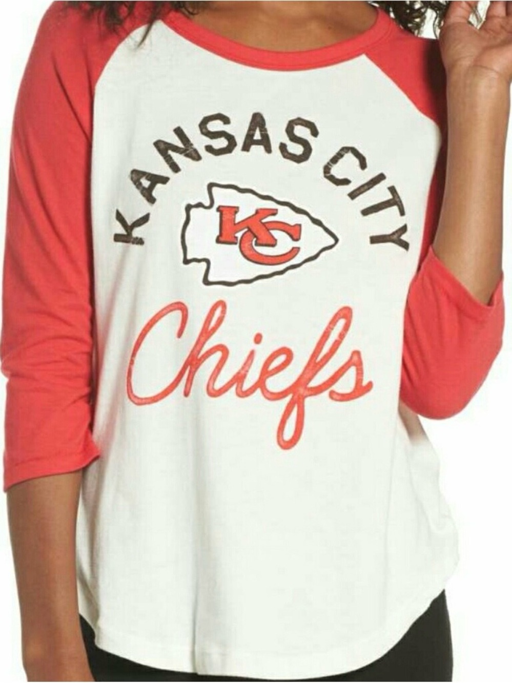 Junk Food Kansas City Chiefs Raglan Tee Travis Kelce Red White Medium Football